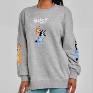 Bluey Sweatshirt Grey Crewneck Cartoon Characters Family TV‎ Show Unisex Sz L